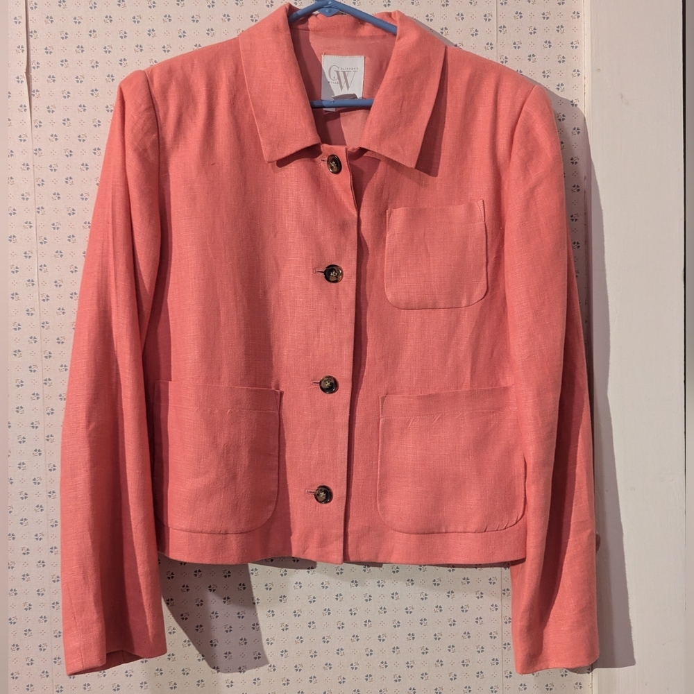 Clifford & Wills Linen Blazer Pink Red Jacket Vintage Office Career 10 Vintage